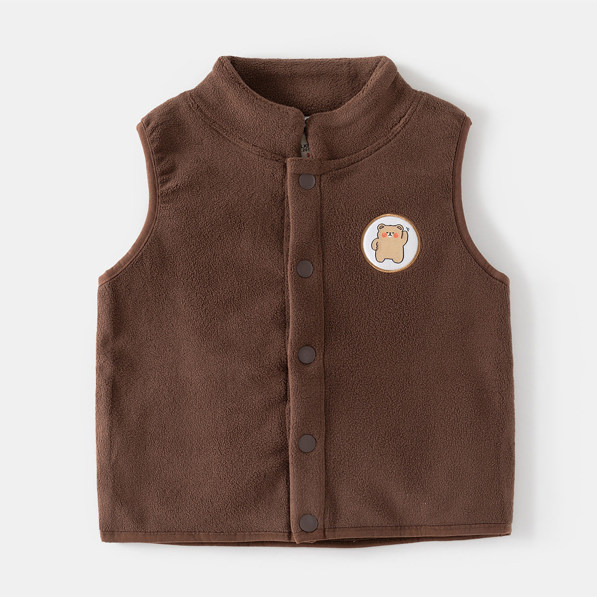 Kids' Soft Plush Cartoon Logo Backless Jacket – Fun Outwear for Children