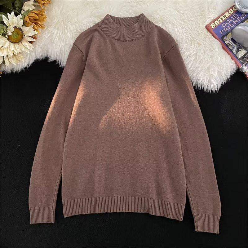 Casual Solid Color Long Sleeve Mock Neck Men's Knit Sweater