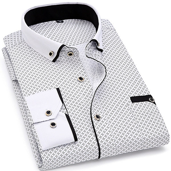 Men's Printed Slim Fit Long Sleeve Shirt