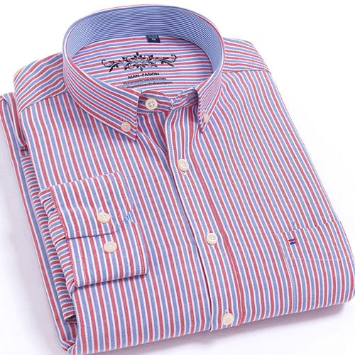 Men's Oxford Plaid Striped Work Shirt