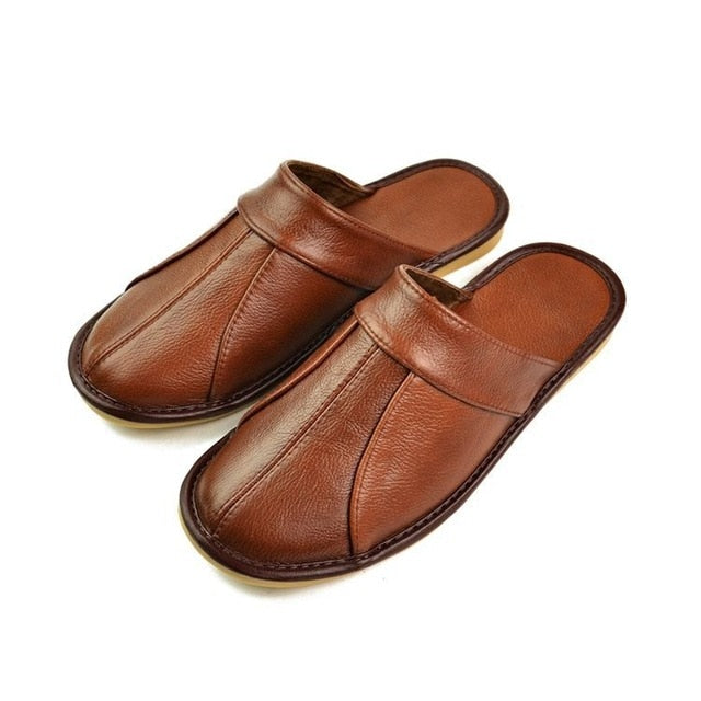 Men's Leather Indoor Slip-On Slippers