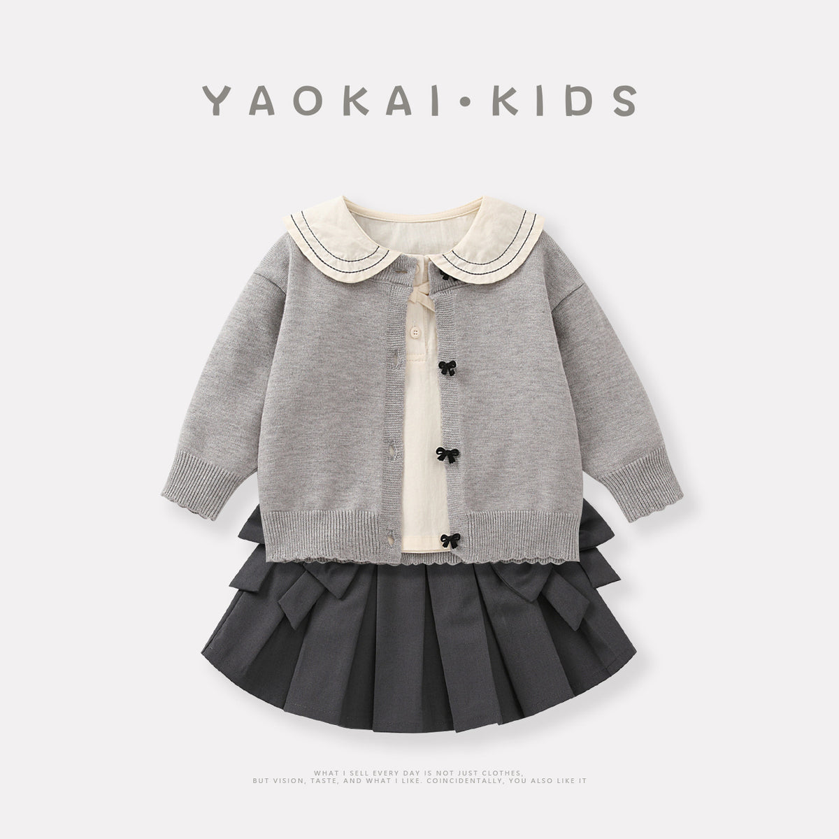 Baby Girl Knitted Three-Piece Set – Jacket, Shirt & Skirt Outfit