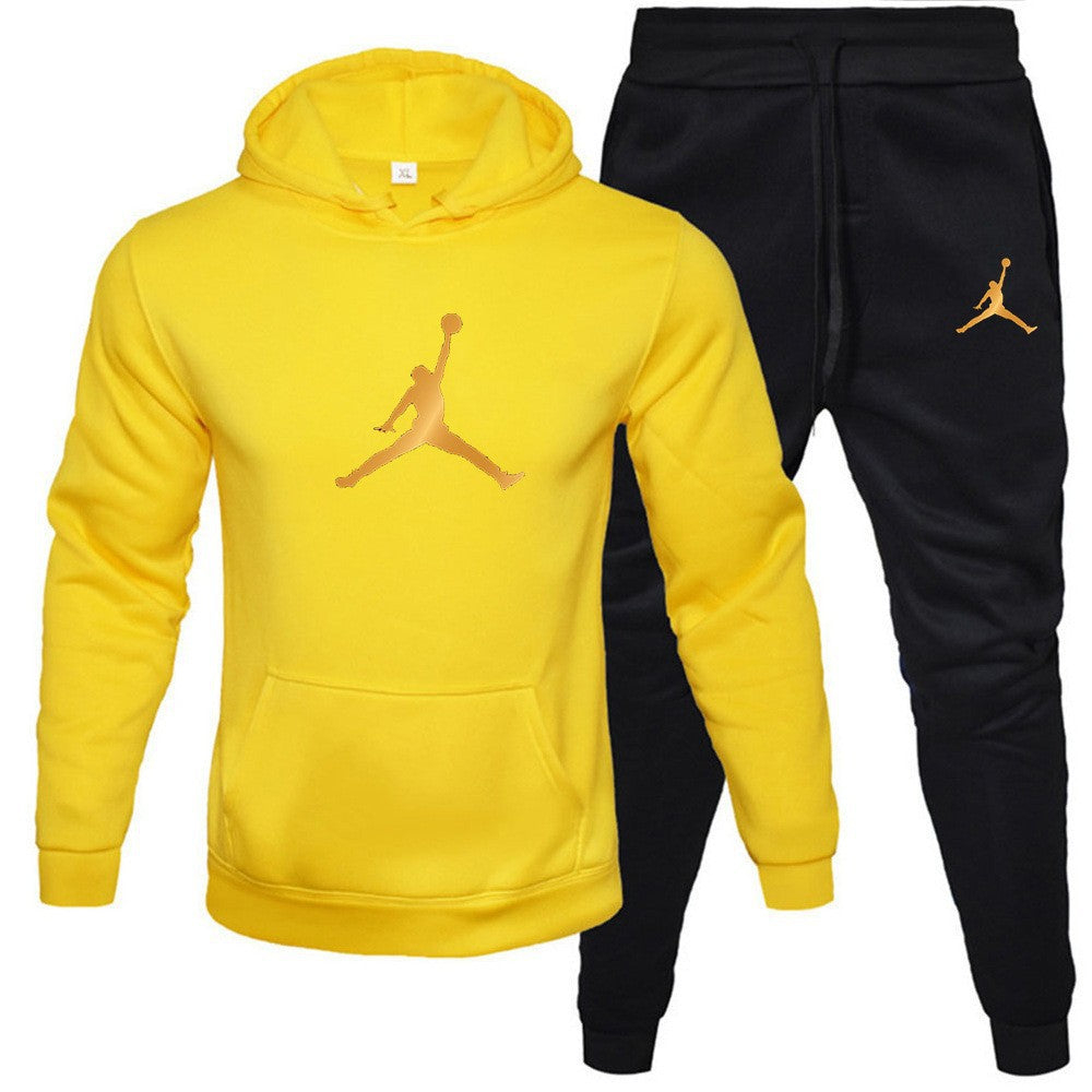 Men's Fleece-Lined Letter Print Oversized Streetwear Set