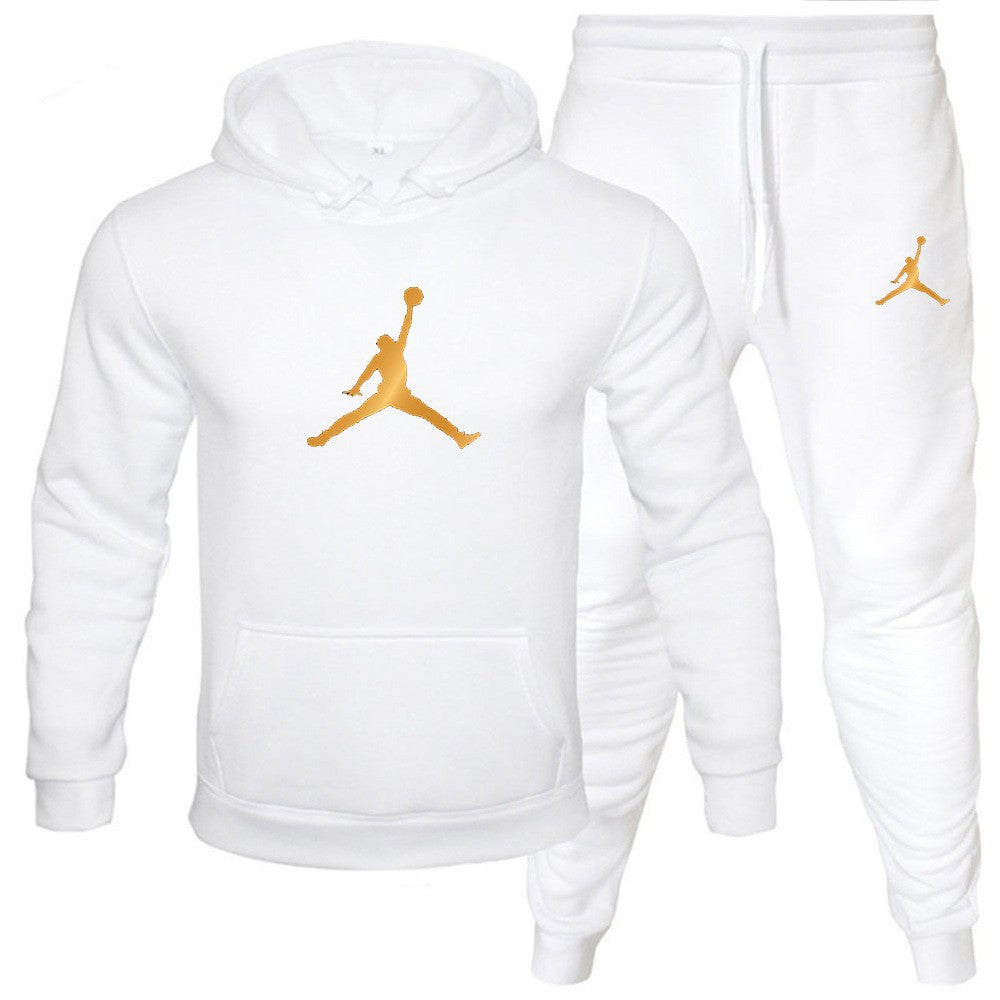 Men's Fleece-Lined Letter Print Oversized Streetwear Set