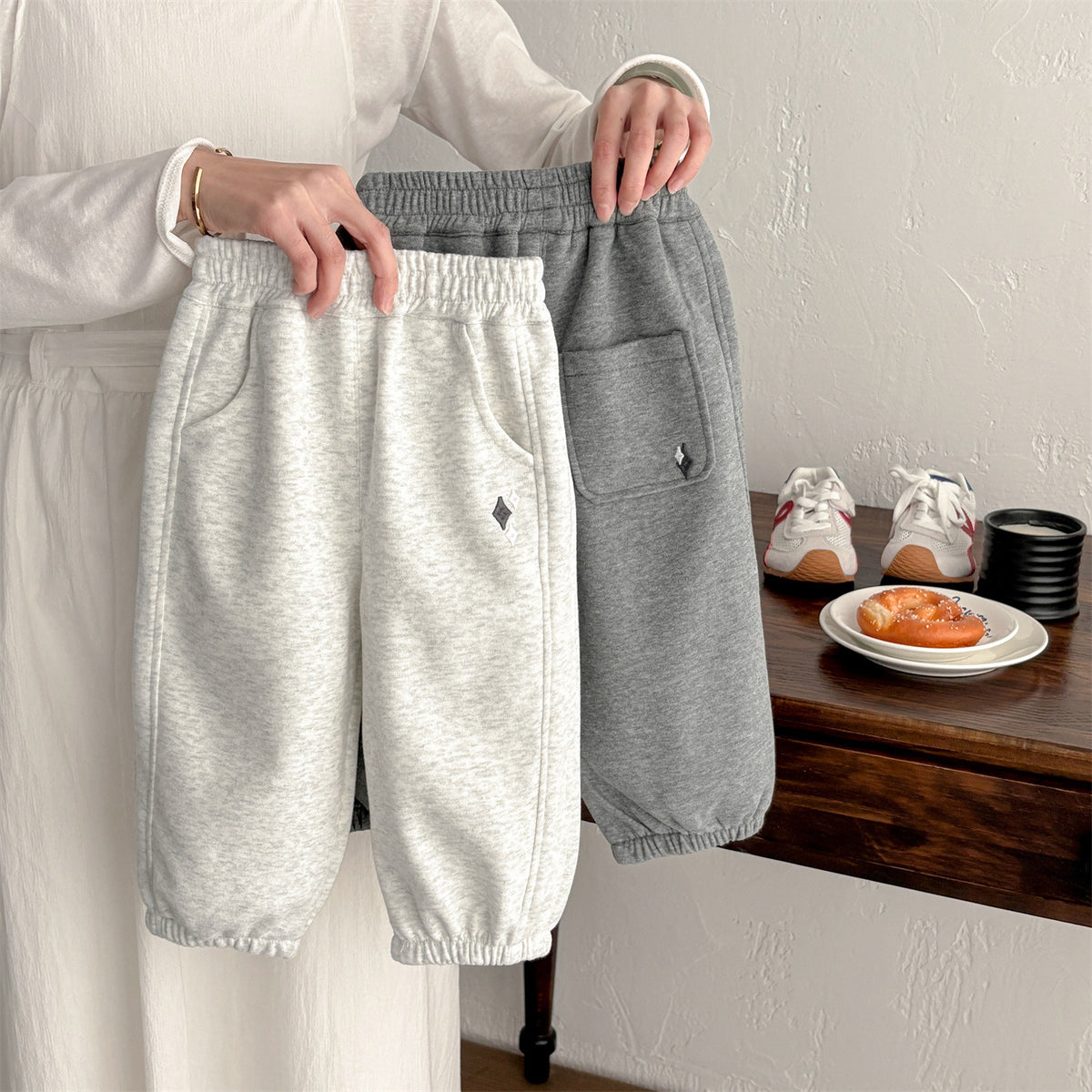 Baby Knitted Ankle Sweatpants – Minimalist Solid Color Joggers for Infants