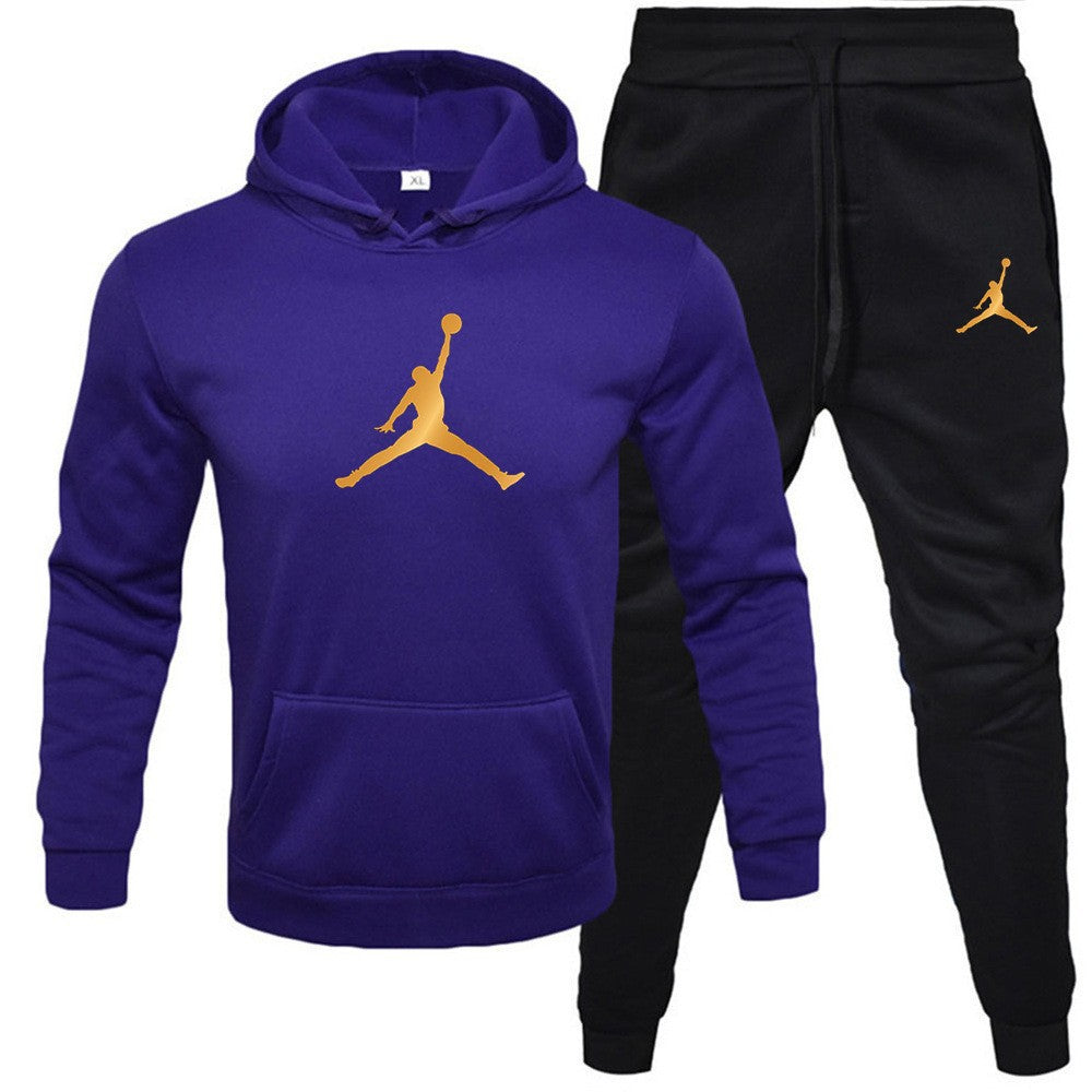Men's Fleece-Lined Letter Print Oversized Streetwear Set