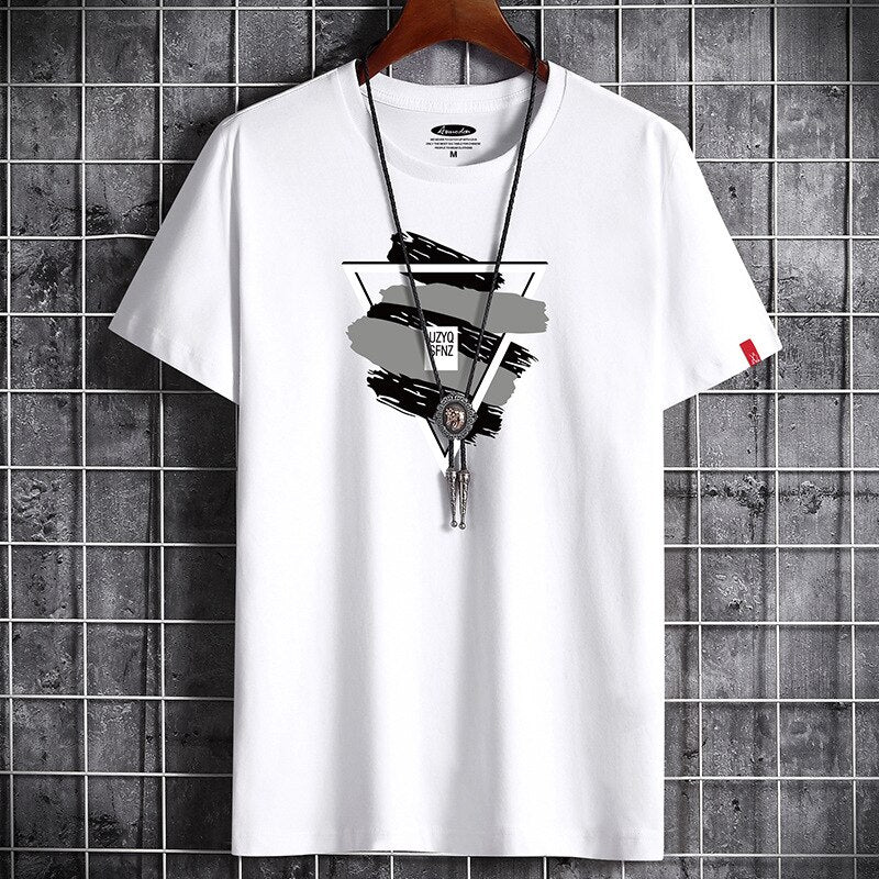 Men's Oversized White Anime Graphic Tee