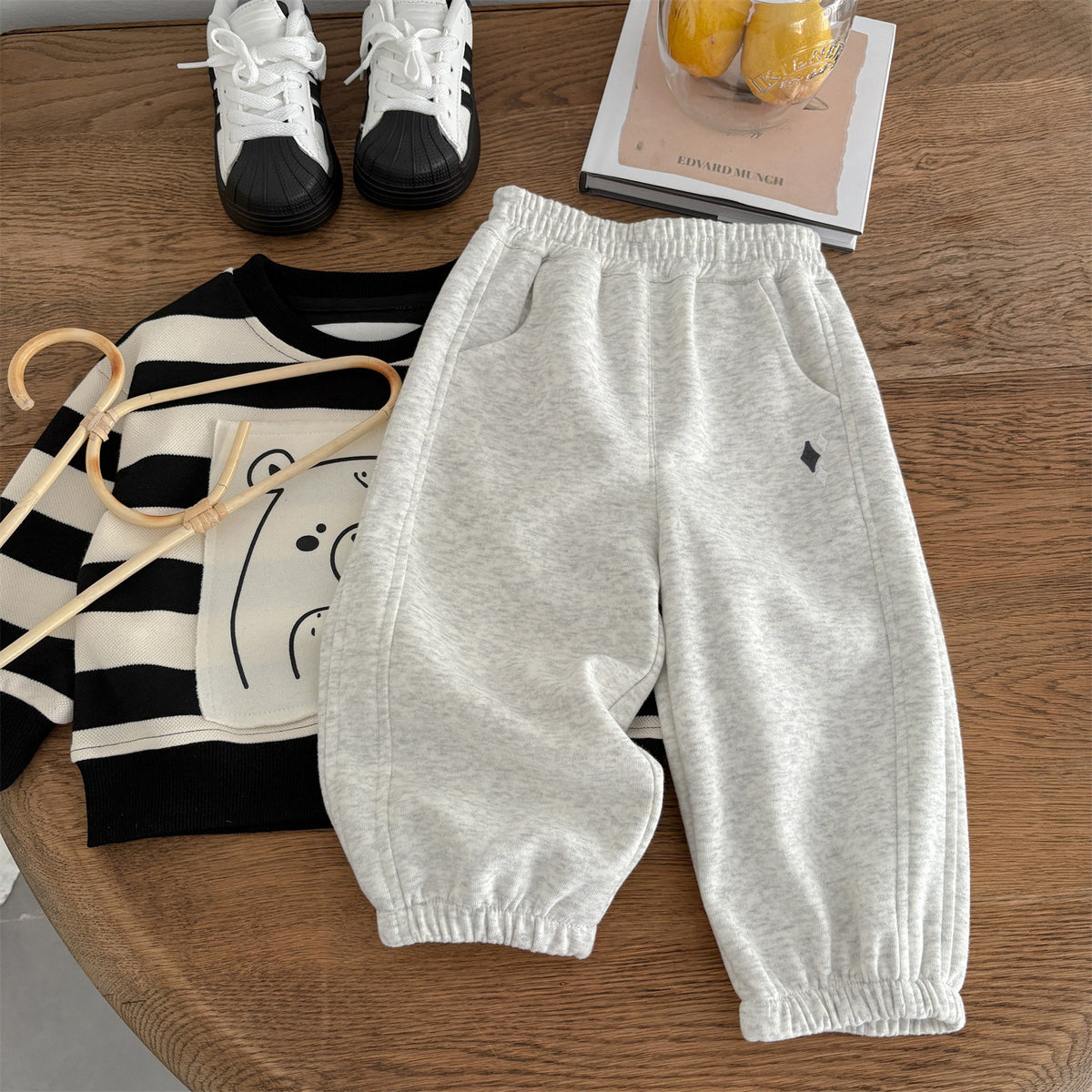 Baby Knitted Ankle Sweatpants – Minimalist Solid Color Joggers for Infants