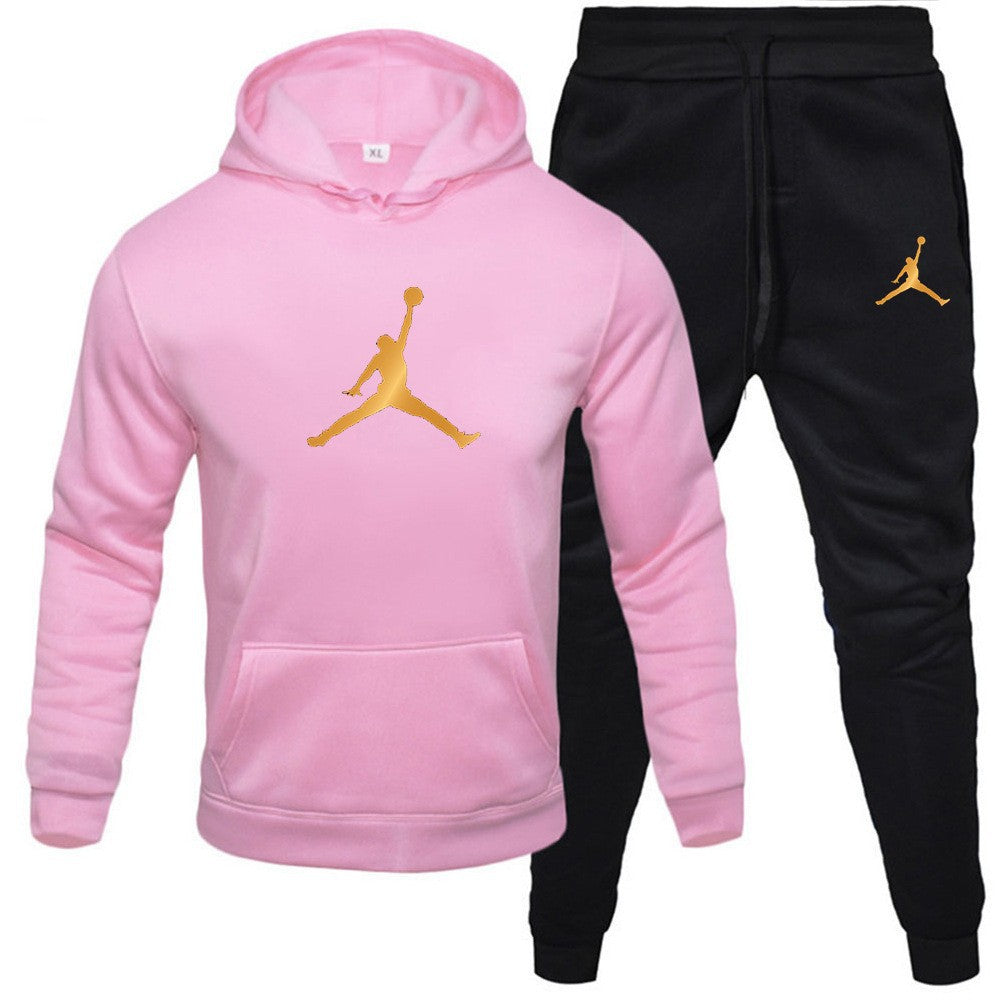 Men's Fleece-Lined Letter Print Oversized Streetwear Set