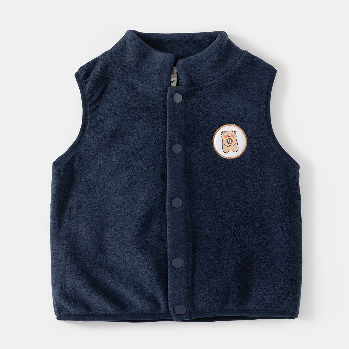 Kids' Soft Plush Cartoon Logo Backless Jacket – Fun Outwear for Children