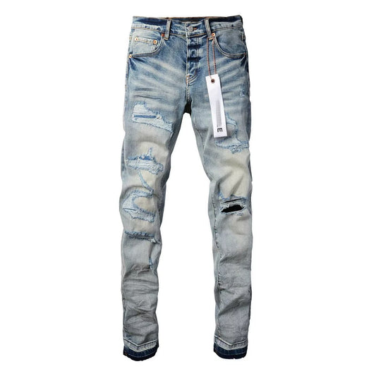 Men's Harajuku Style Slim Fit Distressed Stretch Denim Skinny Jeans