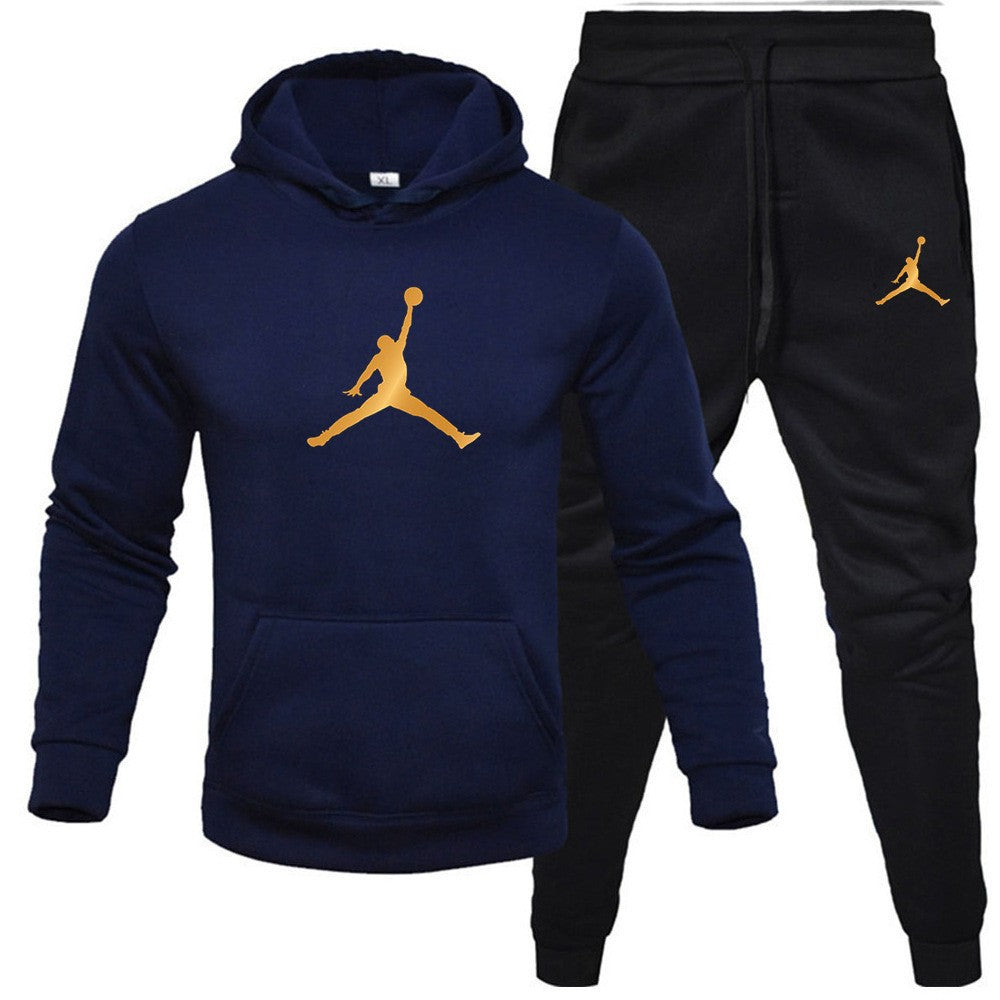 Men's Fleece-Lined Letter Print Oversized Streetwear Set