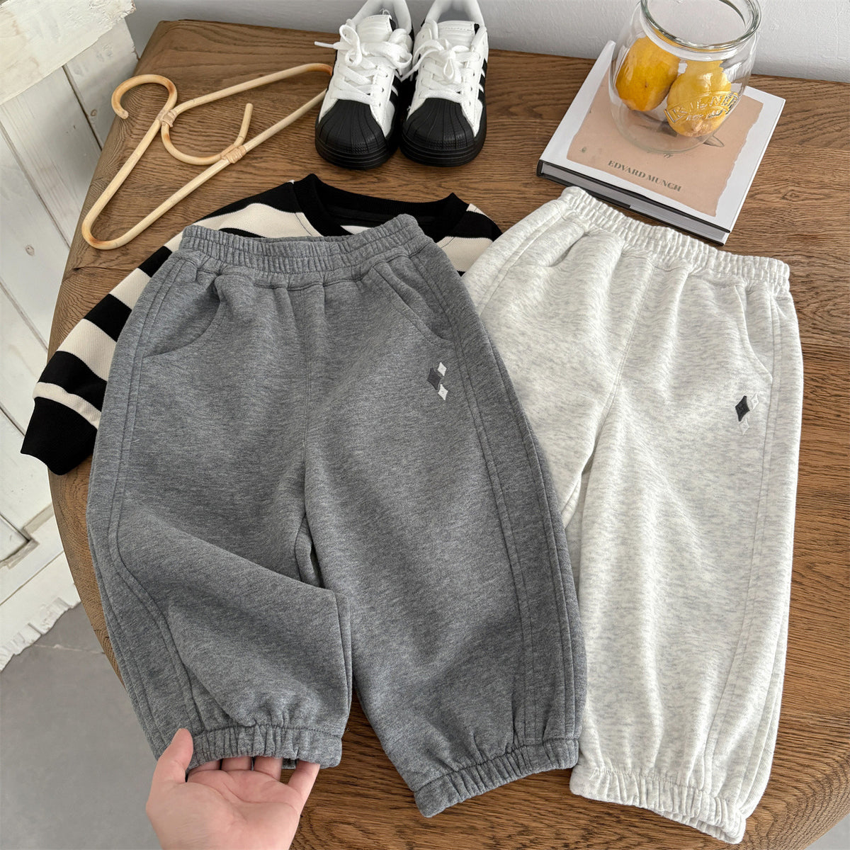 Baby Knitted Ankle Sweatpants – Minimalist Solid Color Joggers for Infants