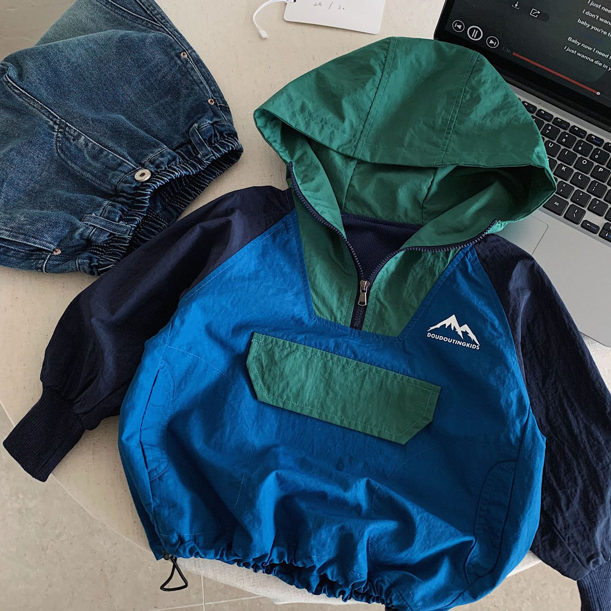 Baby Contrast Color Hooded Casual Jacket – Cozy Kids Pullover
