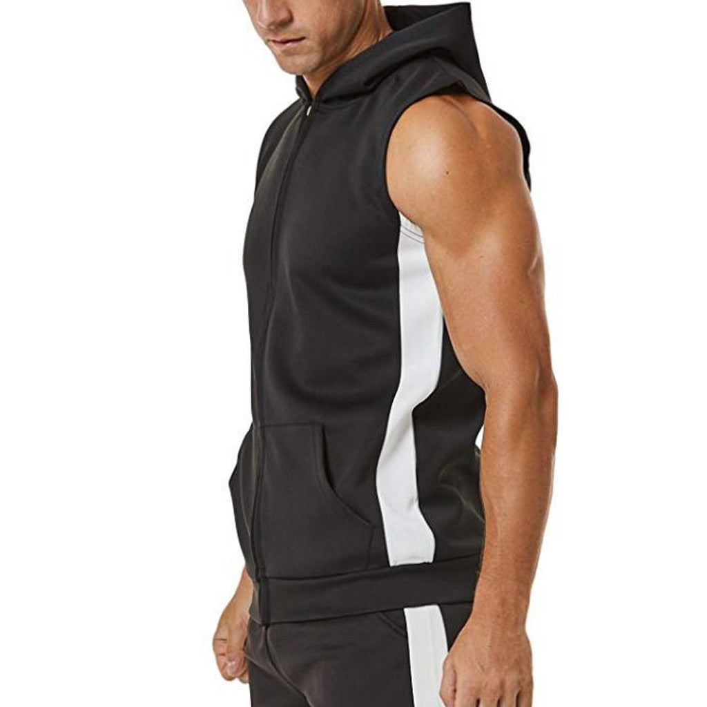 Men's Zipper Muscle Fit Gym Vest