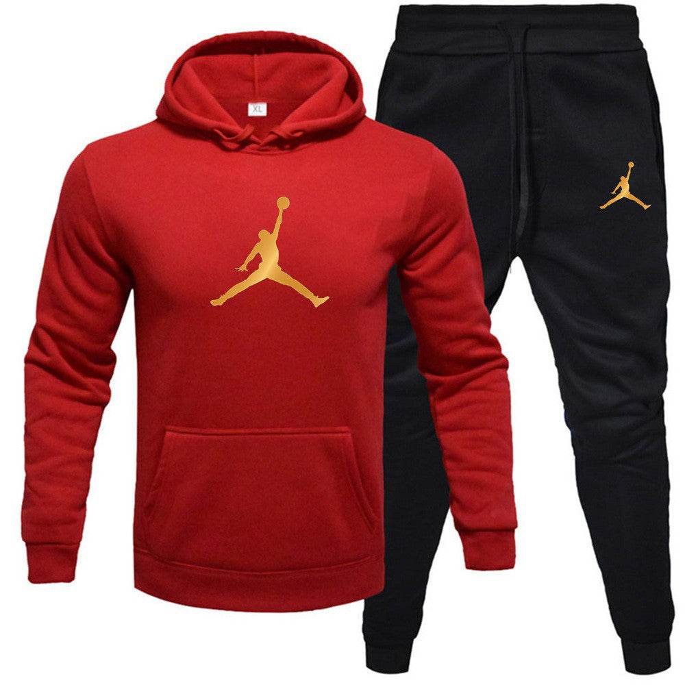 Men's Fleece-Lined Letter Print Oversized Streetwear Set