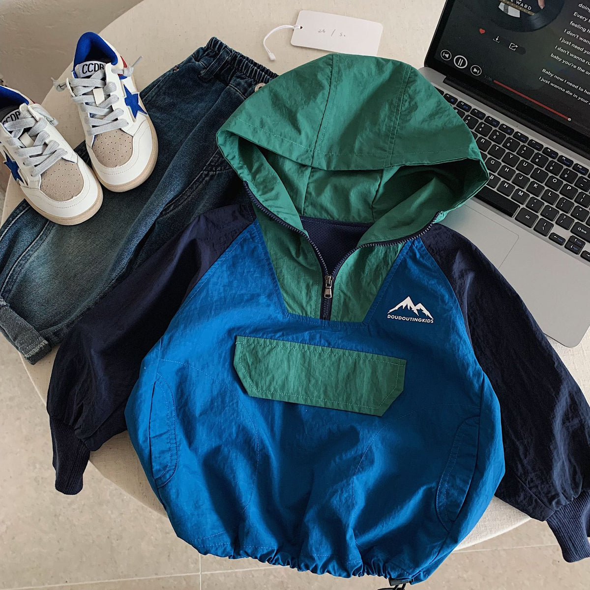 Baby Contrast Color Hooded Casual Jacket – Cozy Kids Pullover