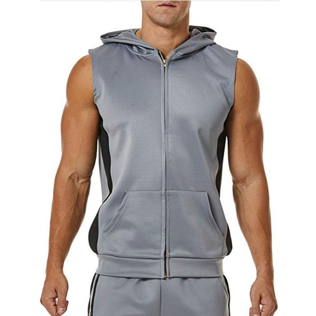 Men's Zipper Muscle Fit Gym Vest