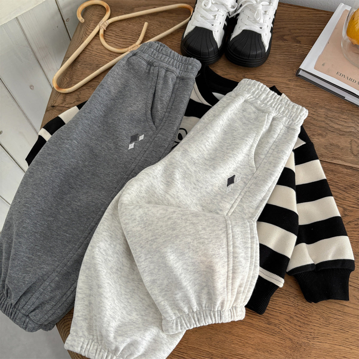 Baby Knitted Ankle Sweatpants – Minimalist Solid Color Joggers for Infants