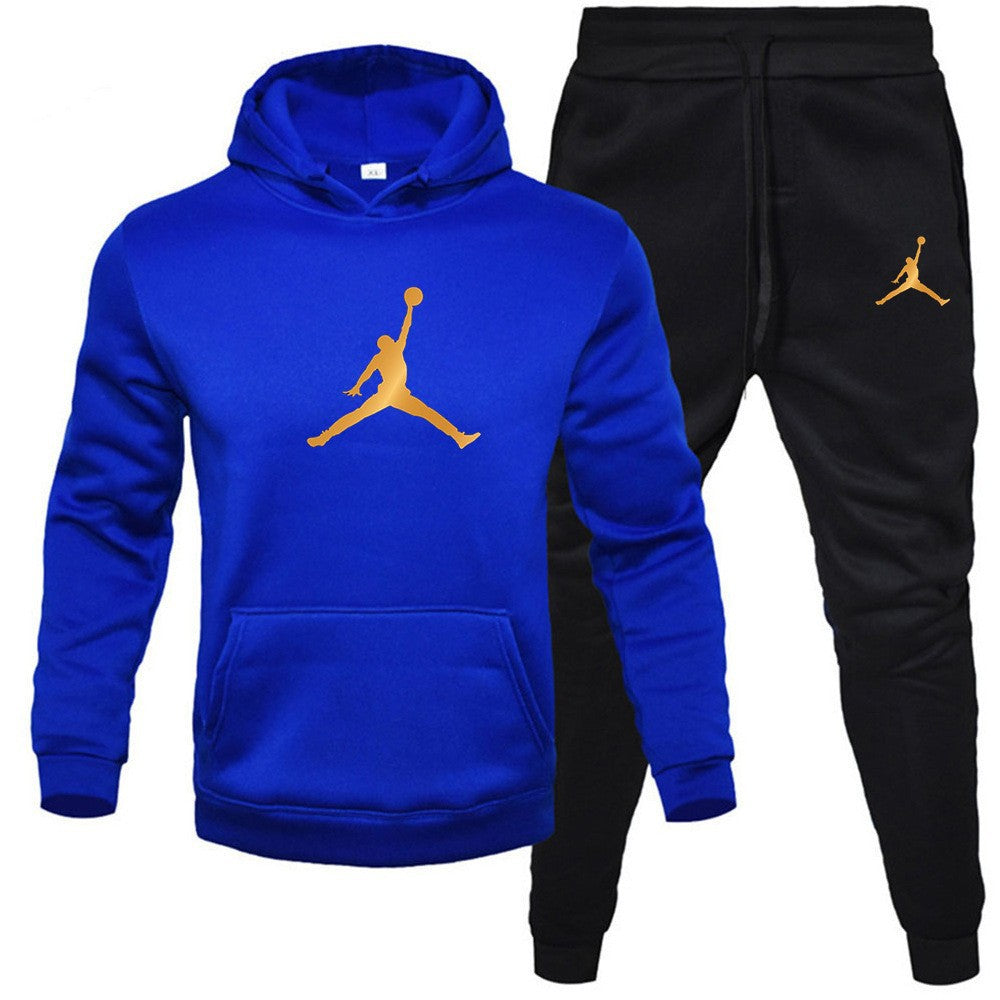 Men's Fleece-Lined Letter Print Oversized Streetwear Set