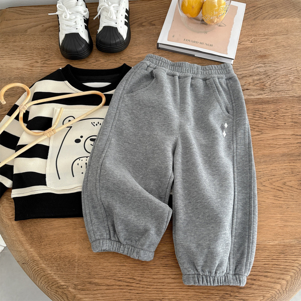 Baby Knitted Ankle Sweatpants – Minimalist Solid Color Joggers for Infants