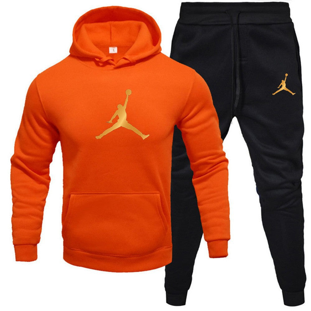 Men's Fleece-Lined Letter Print Oversized Streetwear Set