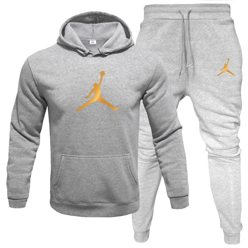 Men's Fleece-Lined Letter Print Oversized Streetwear Set