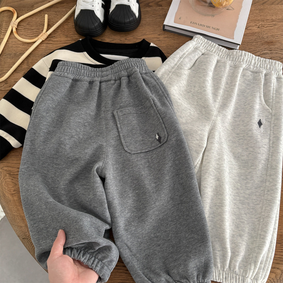 Baby Knitted Ankle Sweatpants – Minimalist Solid Color Joggers for Infants