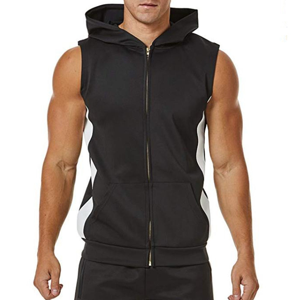 Men's Zipper Muscle Fit Gym Vest