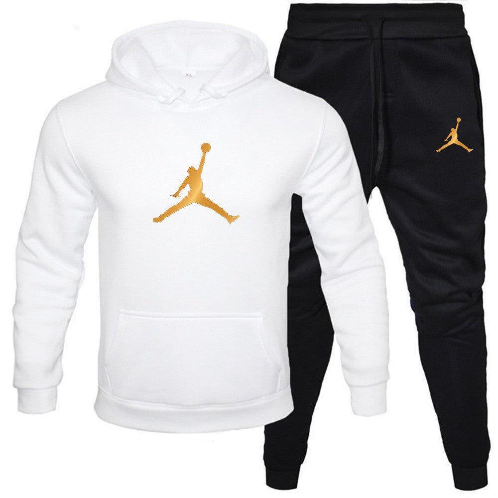 Men's Fleece-Lined Letter Print Oversized Streetwear Set