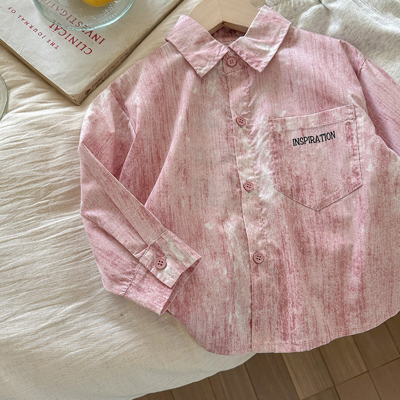 Baby Letter Print Shirt Jacket – Cute Graphic Top for Infants & Toddlers