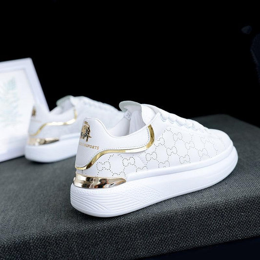 Women's Thick Sole Lace-Up Breathable Sneakers