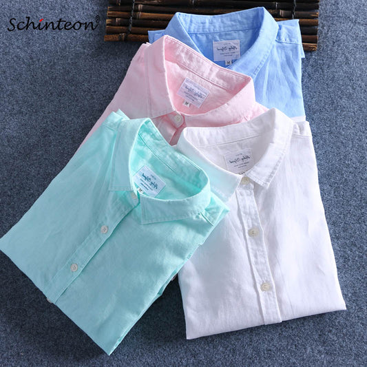 Men's Cotton Linen Square Collar Shirt