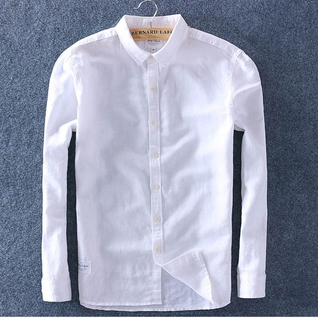 Men's Cotton Linen Square Collar Shirt