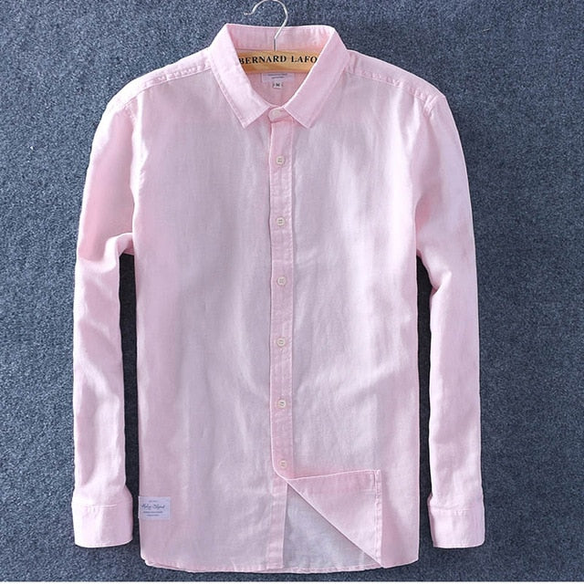 Men's Cotton Linen Square Collar Shirt