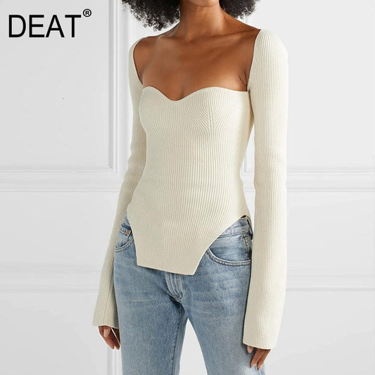 Square Neck Cashmere Pullover
