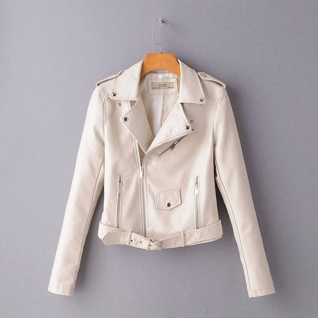 Slim Fit Moto PU Leather Jacket
