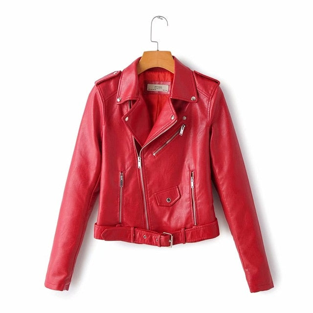 Slim Fit Moto PU Leather Jacket