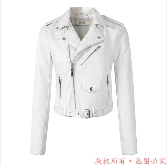 Slim Fit Moto PU Leather Jacket