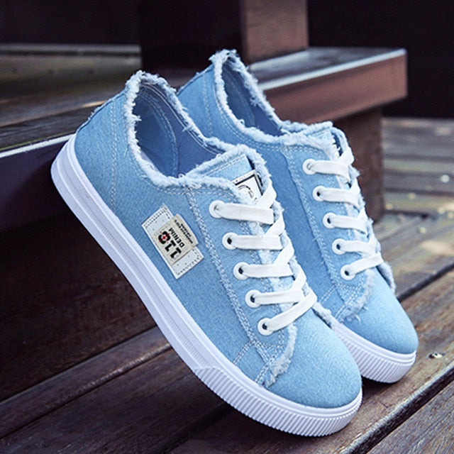 Women's Denim Lace-Up Canvas Sneakers