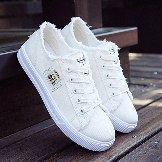 Women's Denim Lace-Up Canvas Sneakers
