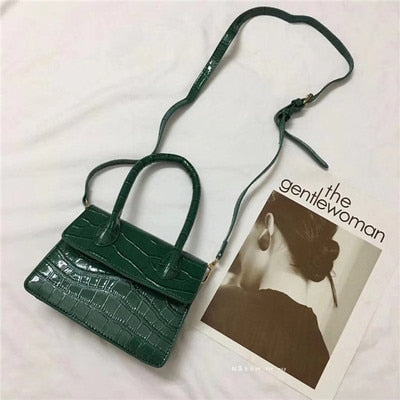 Mini Croc Pattern Chain Shoulder Bag