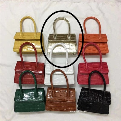 Mini Croc Pattern Chain Shoulder Bag