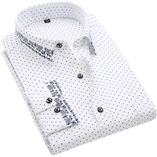 Men's Floral Print Long Sleeve Dress Shirt