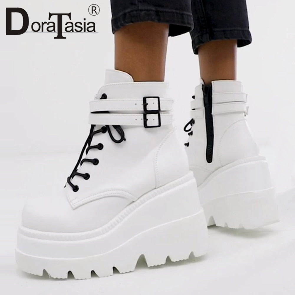 High Platform Wedge Ankle Boots