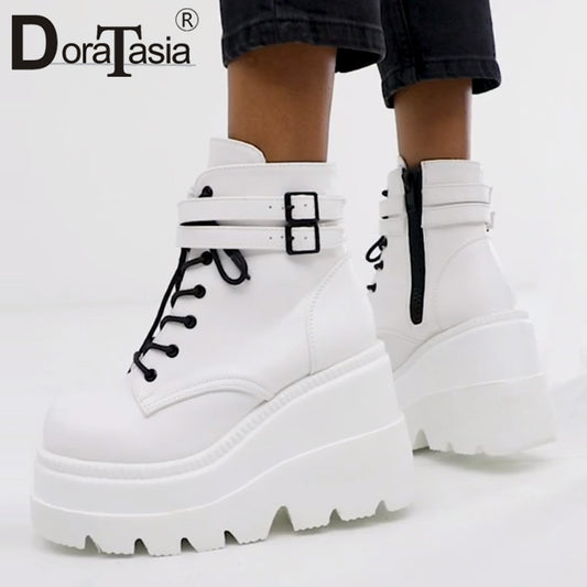 High Platform Wedge Ankle Boots
