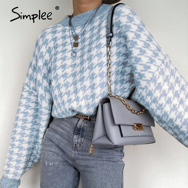 Houndstooth Geometric Knit Sweater