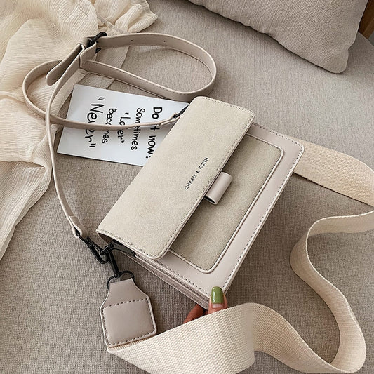 Wide Strap PU Small Square Crossbody Bag
