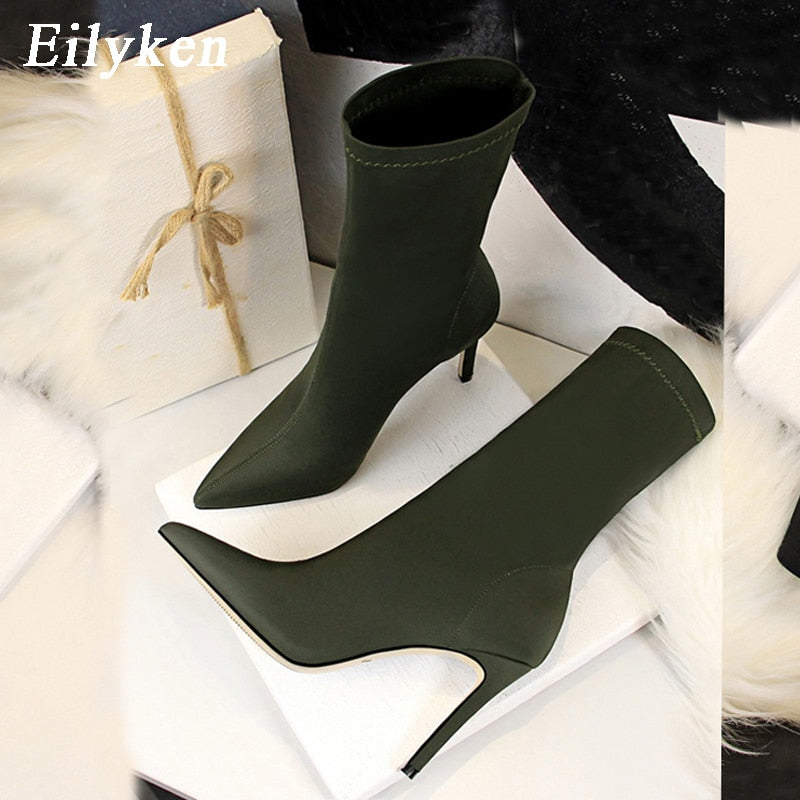 Eilyken Pointed Toe Elastic Ankle Boots