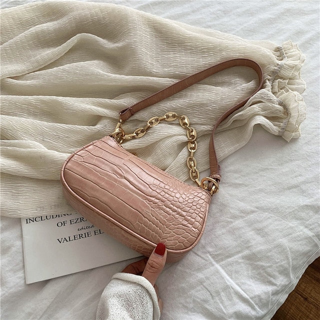 Mini Croc Chain Messenger Bag